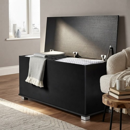 Versatile 99cm black ottoman - black,