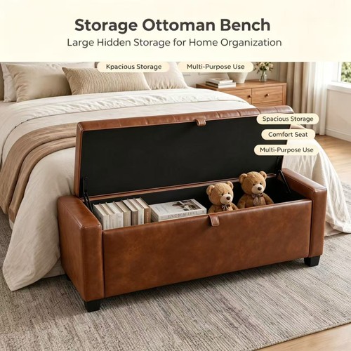 Storage bench ottoman cognac - storage,