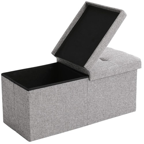Gray storage ottoman bench - 30",