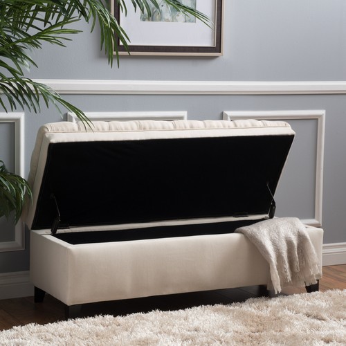 Storage ottoman bench beige - storage,